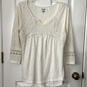 New Directions Cream Embroidered Tunic Size S